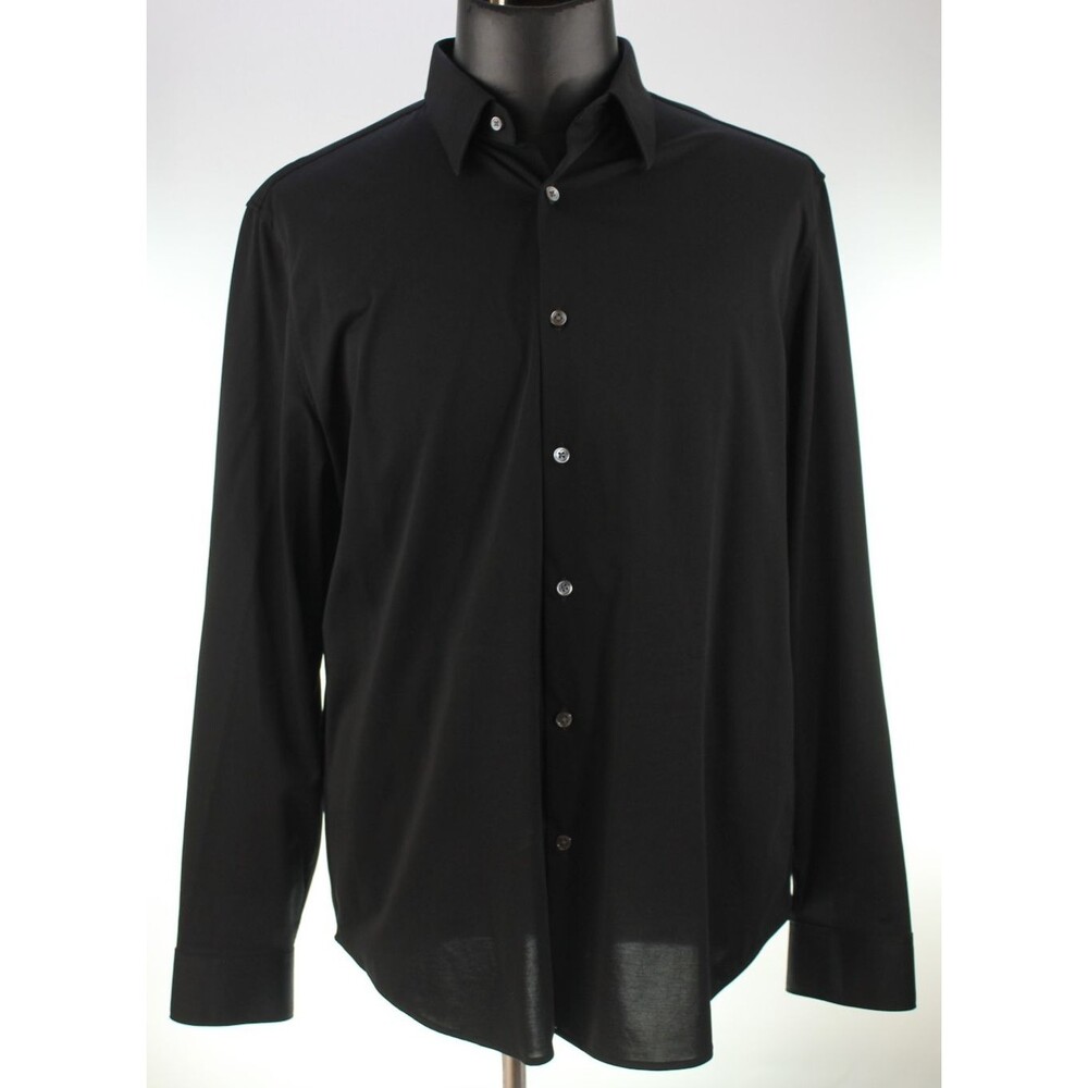 Theory Sylvain Premium $198 Men's Dress Shirt Size XL Slim Fit Black EUC